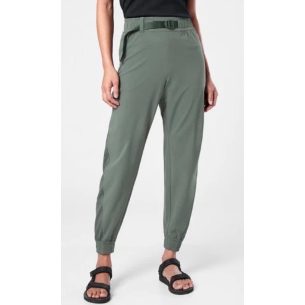 NWT ATHLETA Quest Jogger Bali Green Mid-Rise Waistband Recycled Material Women 6